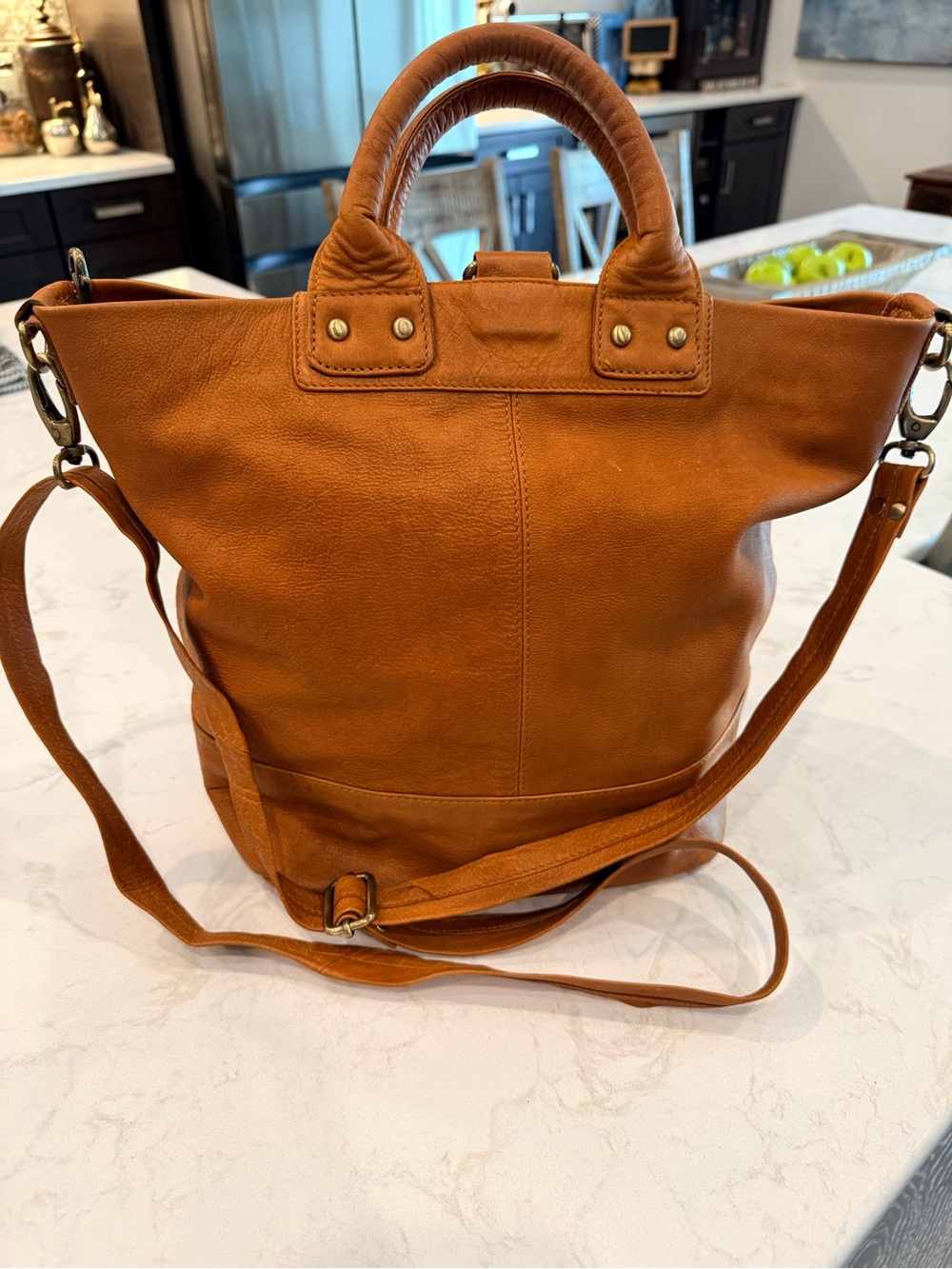 Vintage Leather Tote Bag in Saddle Brown, Excellent Condition!